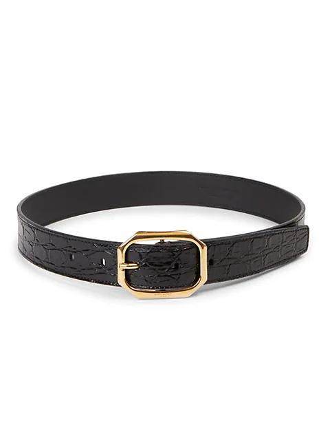 商品Yves Saint Laurent|Croc-Embossed Leather Belt,价格¥3476,第1张图片