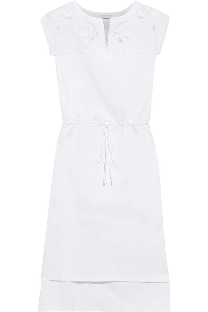 商品See by Chloé|Broderie anglaise-paneled cotton-jersey dress,价格¥834,第1张图片