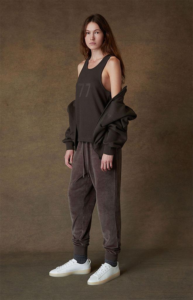 Women's Off Black Velour Sweatpants商品第6张图片规格展示