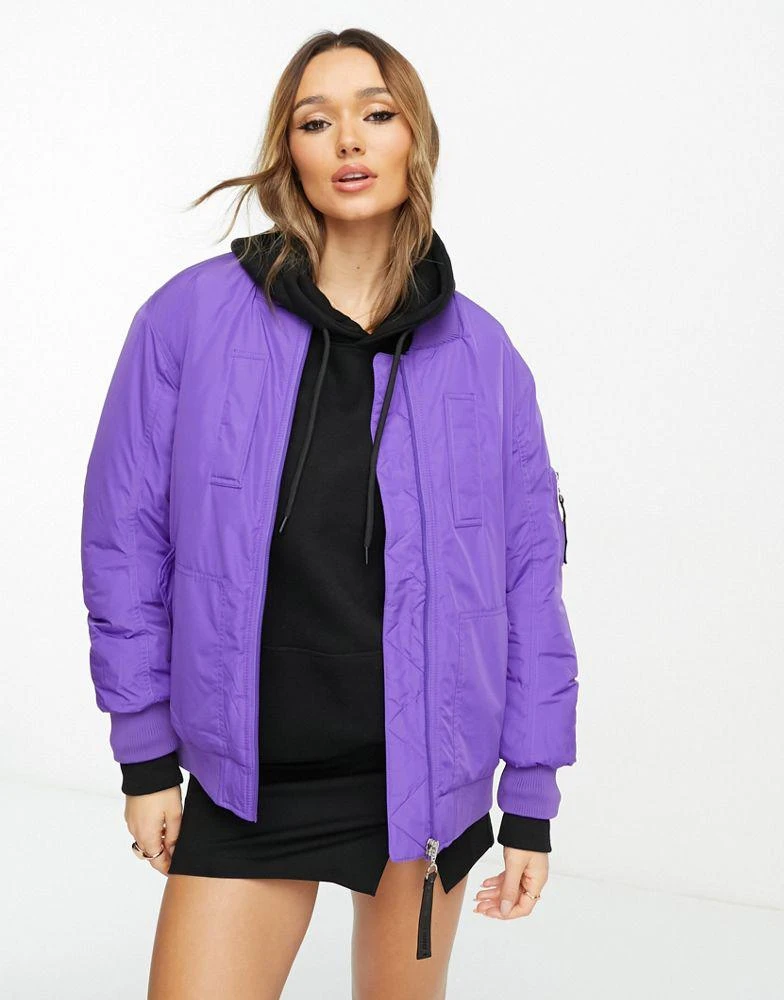 商品River Island|River Island oversized bomber jacker in purple,价格¥325,第1张图片