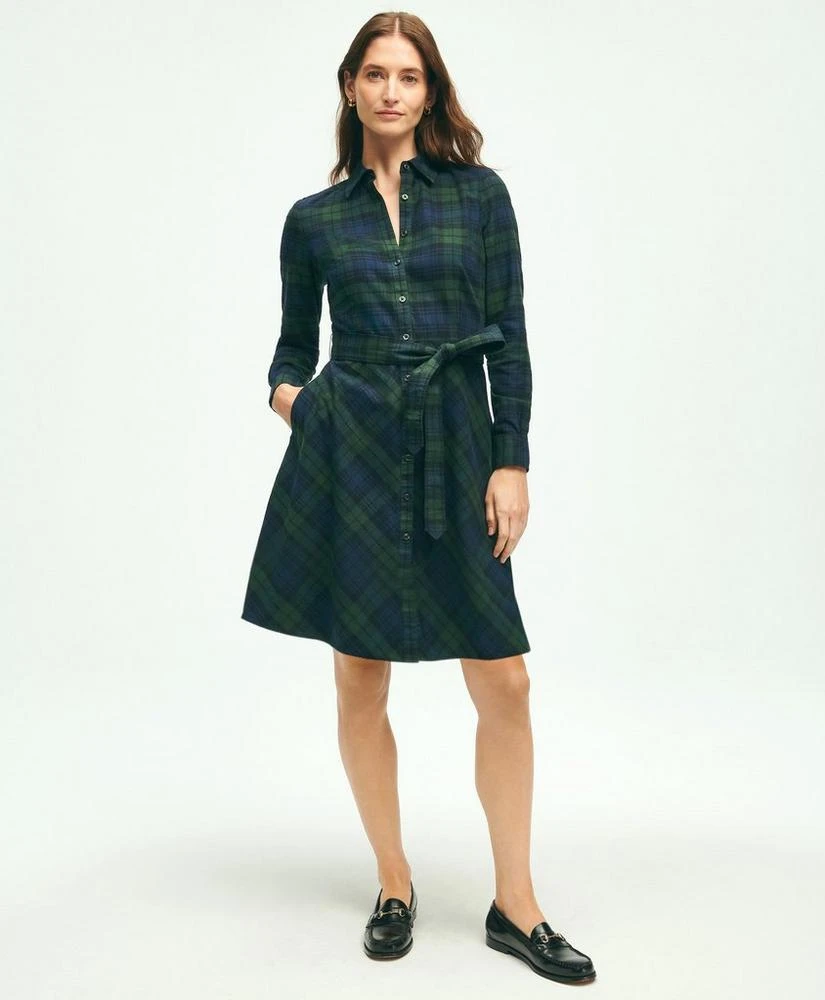 商品Brooks Brothers|Brushed Cotton Flannel A-Line Shirt Dress,价格¥925,第1张图片