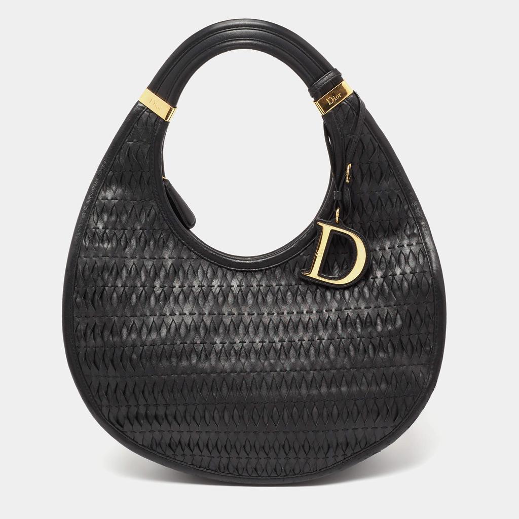Dior Black Leather Contrast Twist Hobo商品第1张图片规格展示