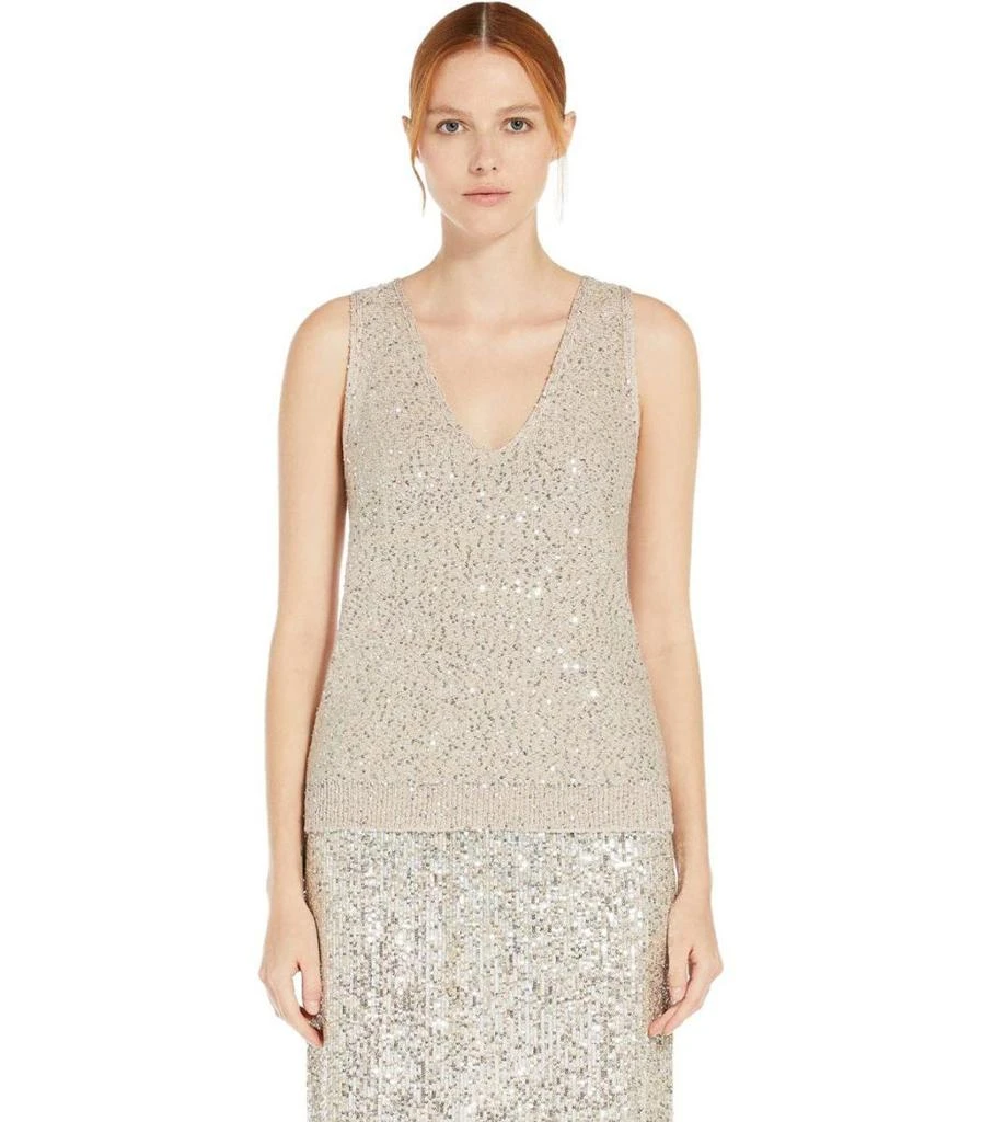 商品Weekend Max Mara|Weekend Max Mara Colomba Silver Sequins Top,价格¥1420,第2张图片详细描述