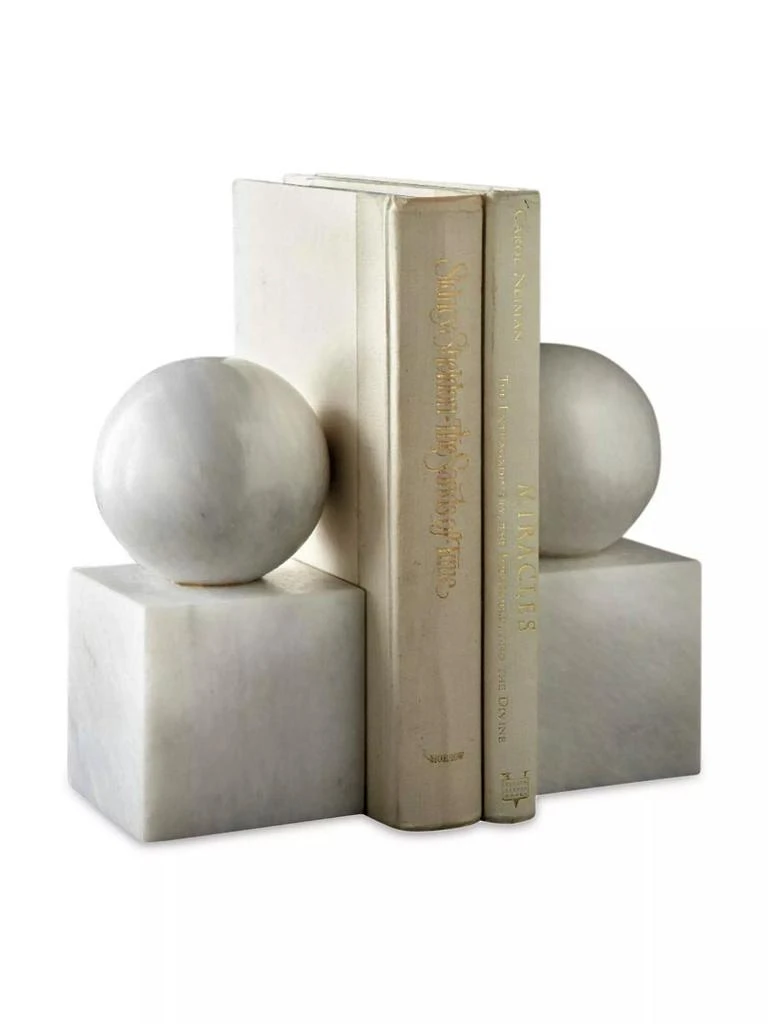 商品Marble Crafter|Apollo Marble Honed Ball-On-Cube 2-Piece Bookend Set,价格¥1574,第1张图片
