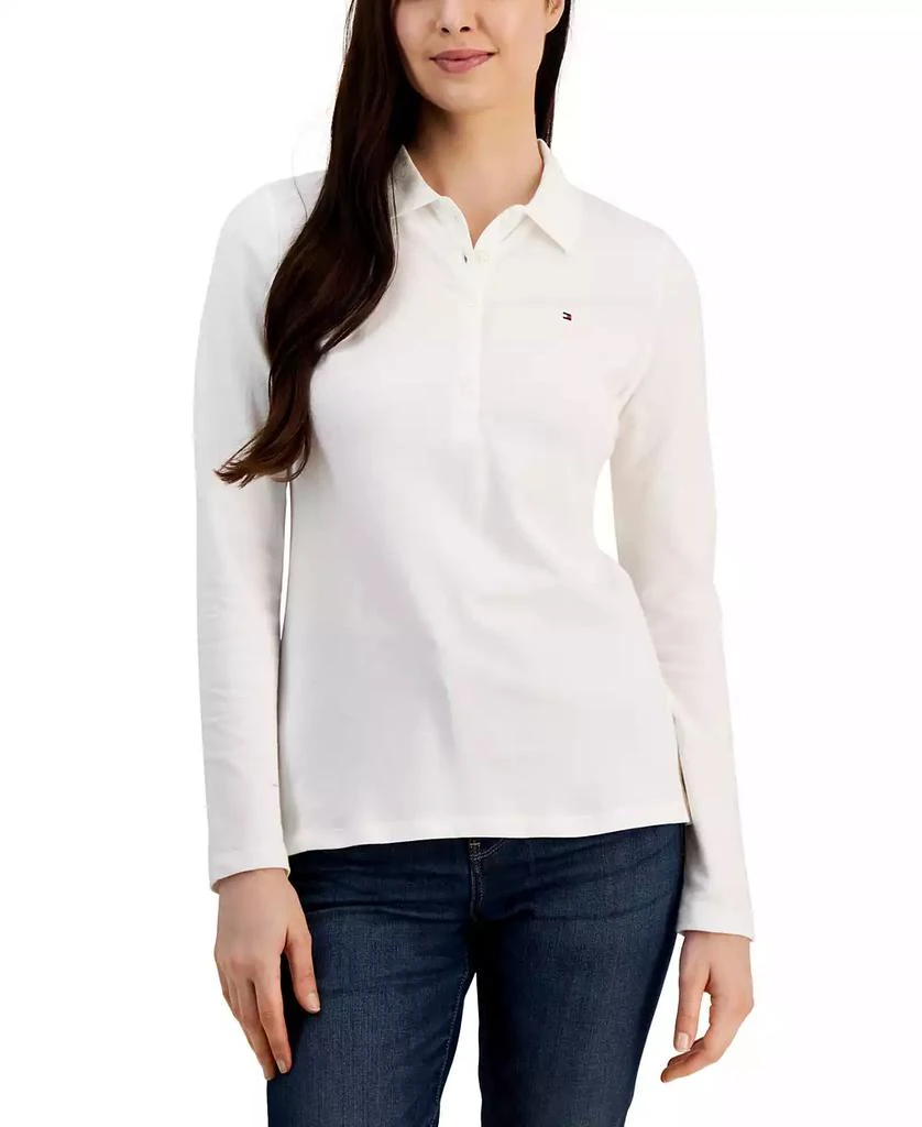商品Tommy Hilfiger|Women's Logo Long-Sleeve Polo Shirt,价格¥370,第1张图片详细描述