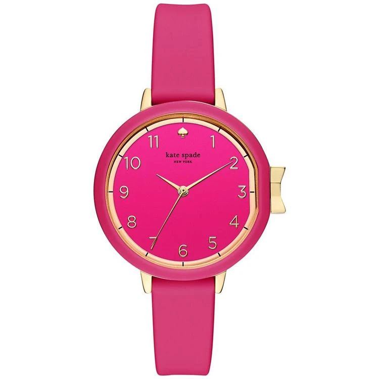 商品Kate Spade|Women's Park Row Bougainvillea Pink Silicone Strap Watch 34mm KSW1311,价格¥674,第1张图片