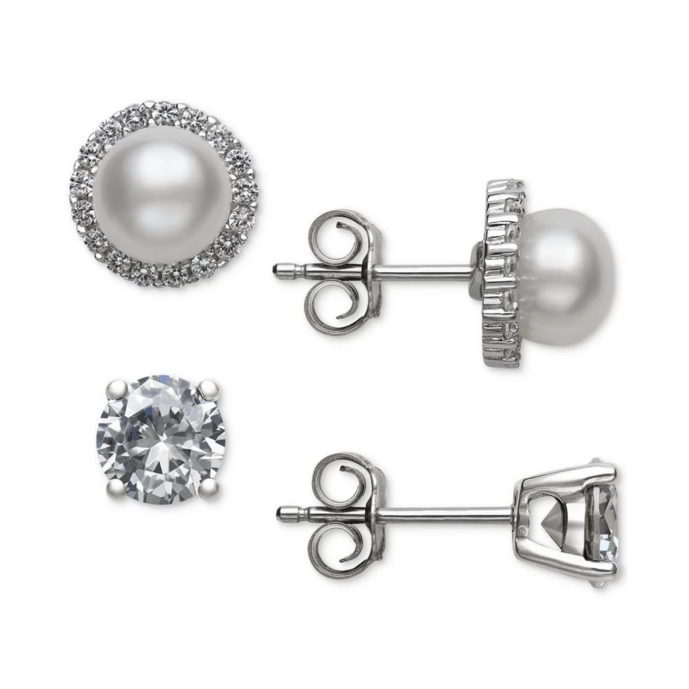 商品Belle de Mer|2-Pc. Set Cultured Freshwater Pearl (6mm) & Cubic Zirconia Stud Earrings in Sterling Silver, Created for Macy's,价格¥1487,第1张图片