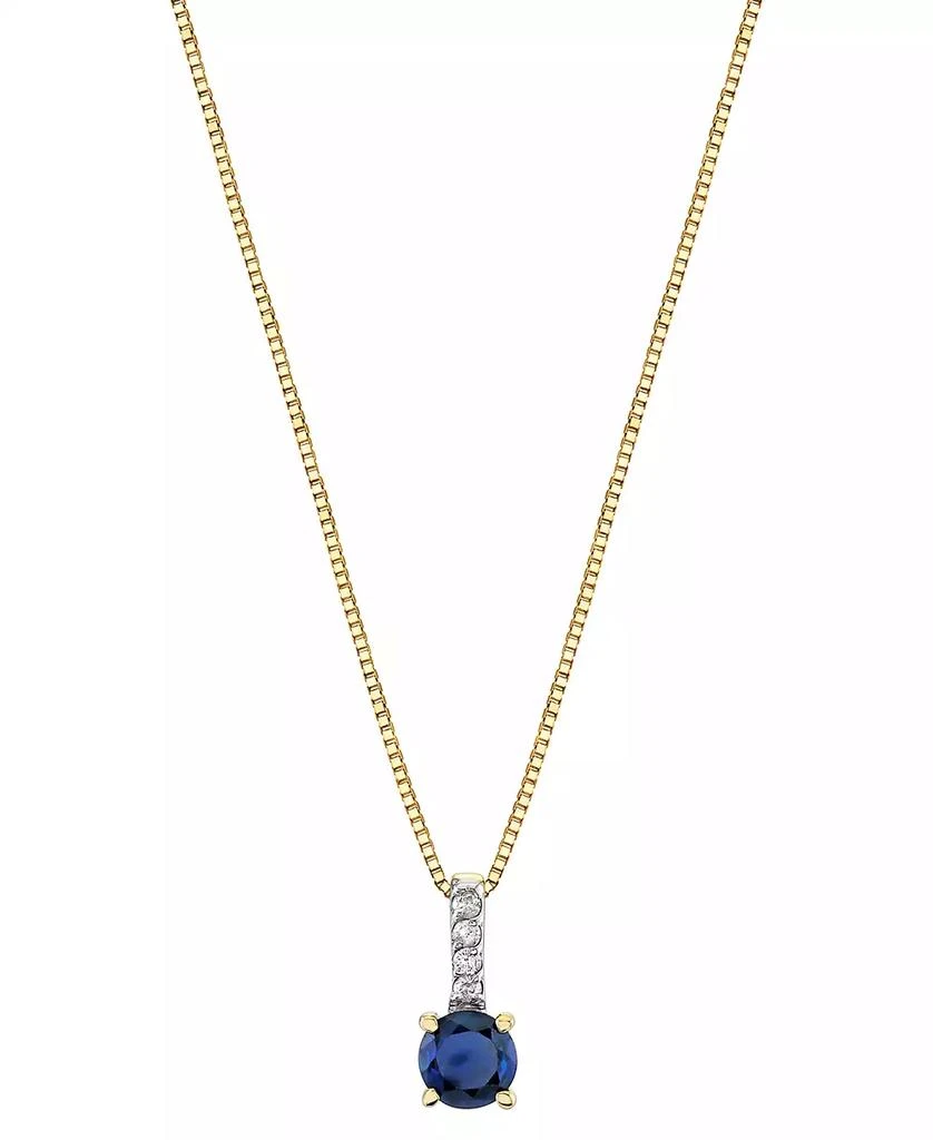 商品Macy's|Sapphire (1/3 ct. t.w.) & Diamond Accent 18" Pendant Necklace in 14k Gold,价格¥5432,第1张图片