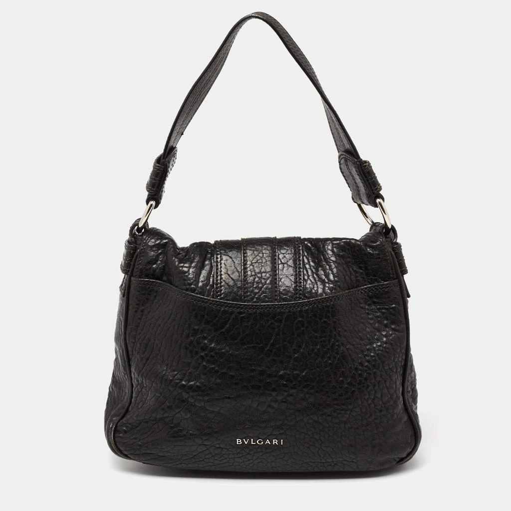 商品[二手商品] BVLGARI|Bvlgari Black Leather Leoni Flap Shoulder Bag,价格¥3705,第4张图片详细描述