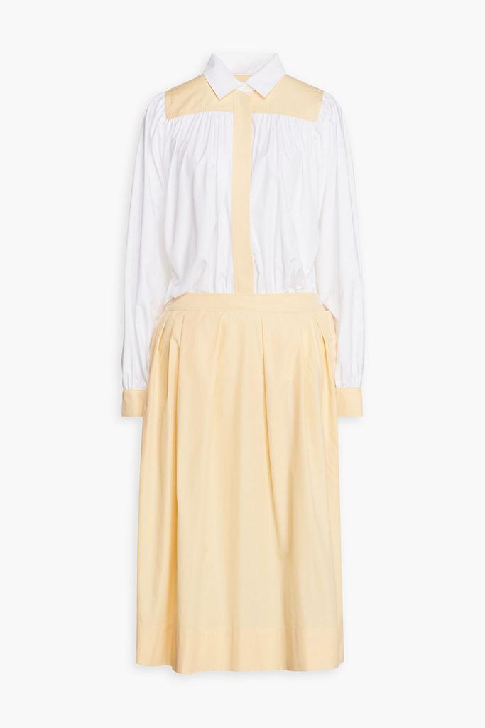Pleated cotton-poplin midi shirt dress商品第3张图片规格展示