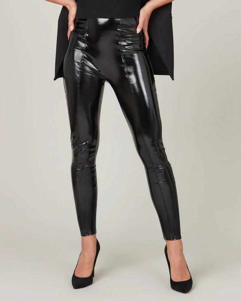 Faux Patent Leather Leggings In Classic Black商品第1张图片规格展示