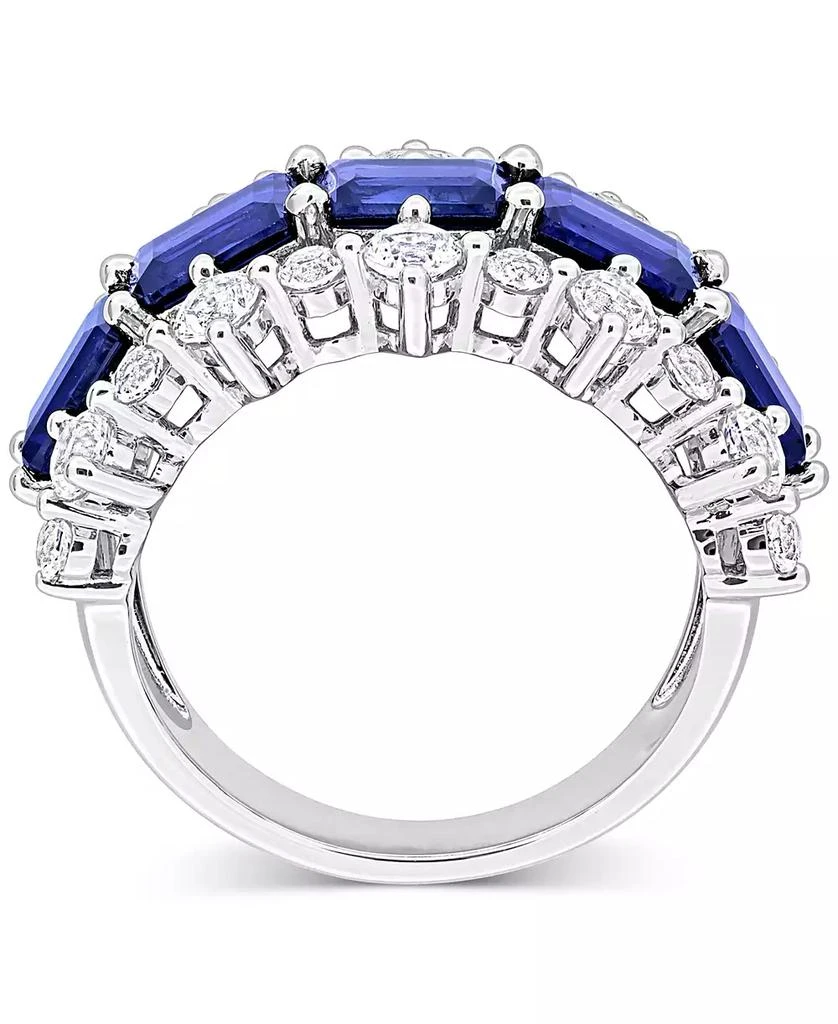 商品Macy's|Lab-Grown Blue Sapphire (4-5/8 ct. t.w.) & Lab-Grown White Sapphire (2-1/10 ct. t.w.) Three Row Ring in Sterling Silver,价格¥842,第3张图片详细描述