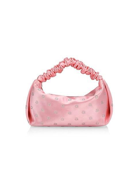 商品Alexander Wang|Mini Scrunchie Crystal-Embellished Monogram Satin Top Handle Bag,价格¥3143,第1张图片
