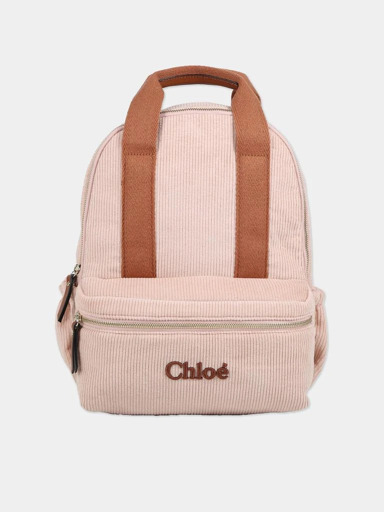 商品Chloé|Chloé Girls Corduroy Backpack in Pink (36cm),价格¥1336,第1张图片