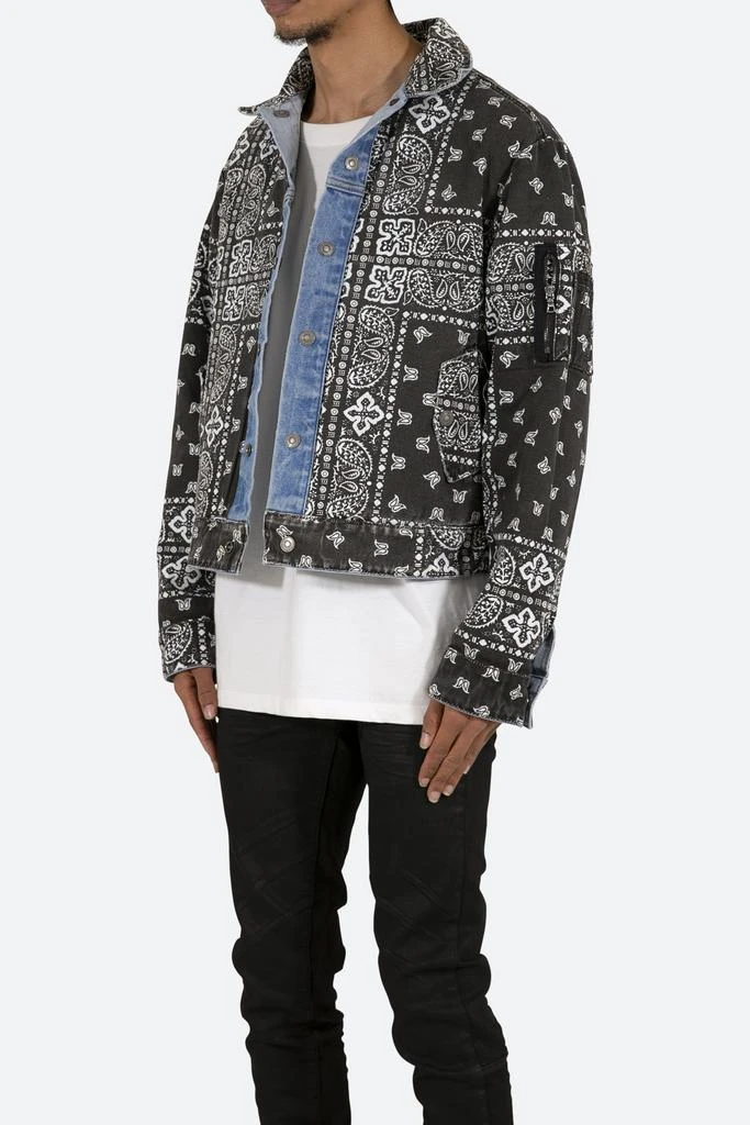 商品MNML|Reversible Paisley Trucker Jacket - Blue/Black,价格¥299,第3张图片详细描述