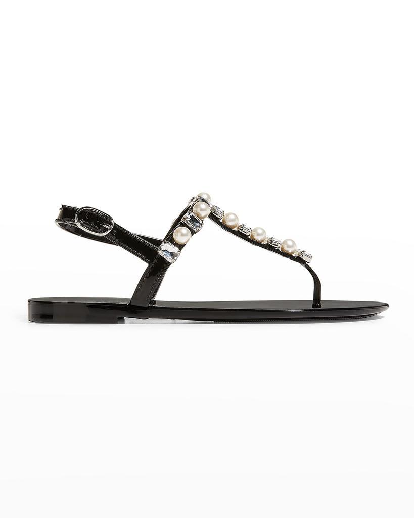 商品Stuart Weitzman|Goldie Jelly Crystal Thong Sandals,价格¥592,第1张图片
