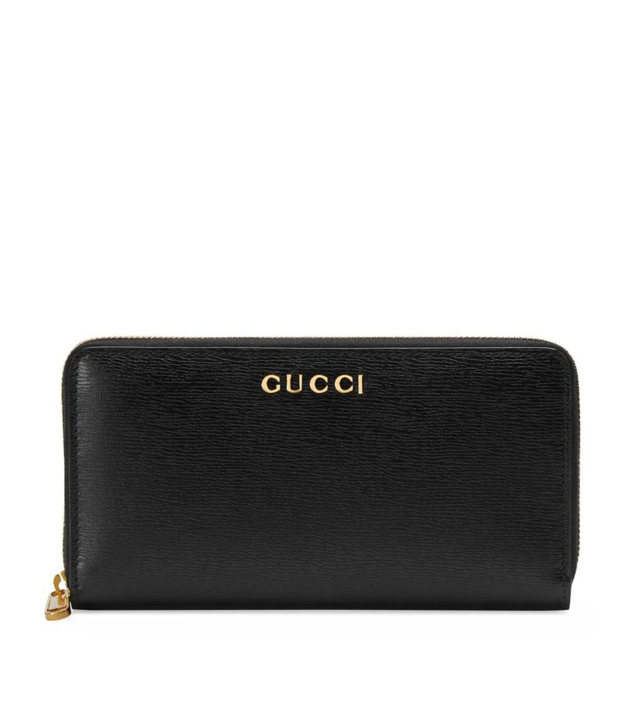 商品Gucci|Leather Script Zip-Around Wallet,价格¥5710,第1张图片