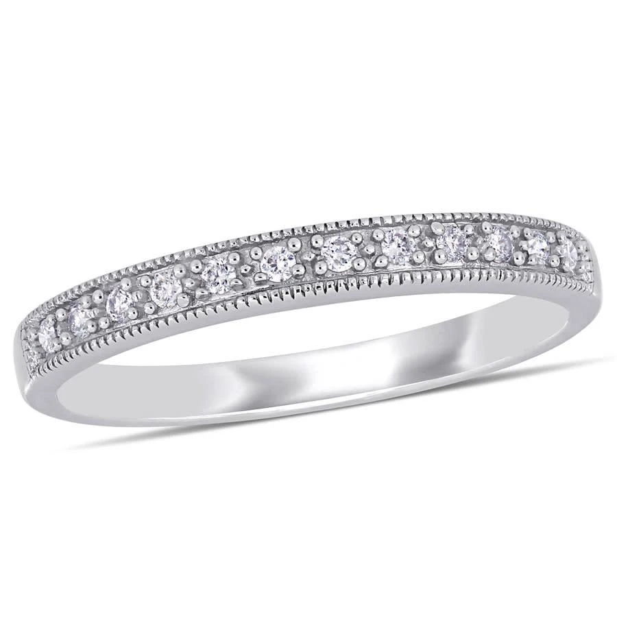 商品Amour|Amour 10k White Gold 1/10 CT TDW Diamond Wedding Band,价格¥1607,第1张图片