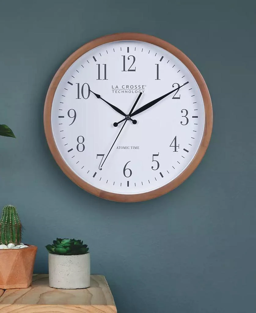 商品La Crosse Technology|404-50447-Int 12.8" Atomic Hard Wood Walnut Analog Wall Clock,价格¥448,第4张图片详细描述