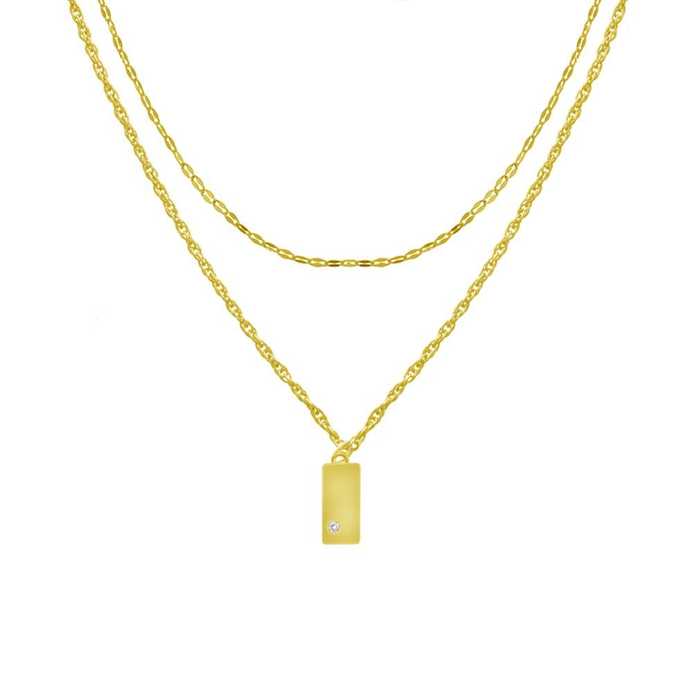 Double Strand Chain Necklace with Pendant Drop, Gold Plate 16"+2" extender商品第1张图片规格展示