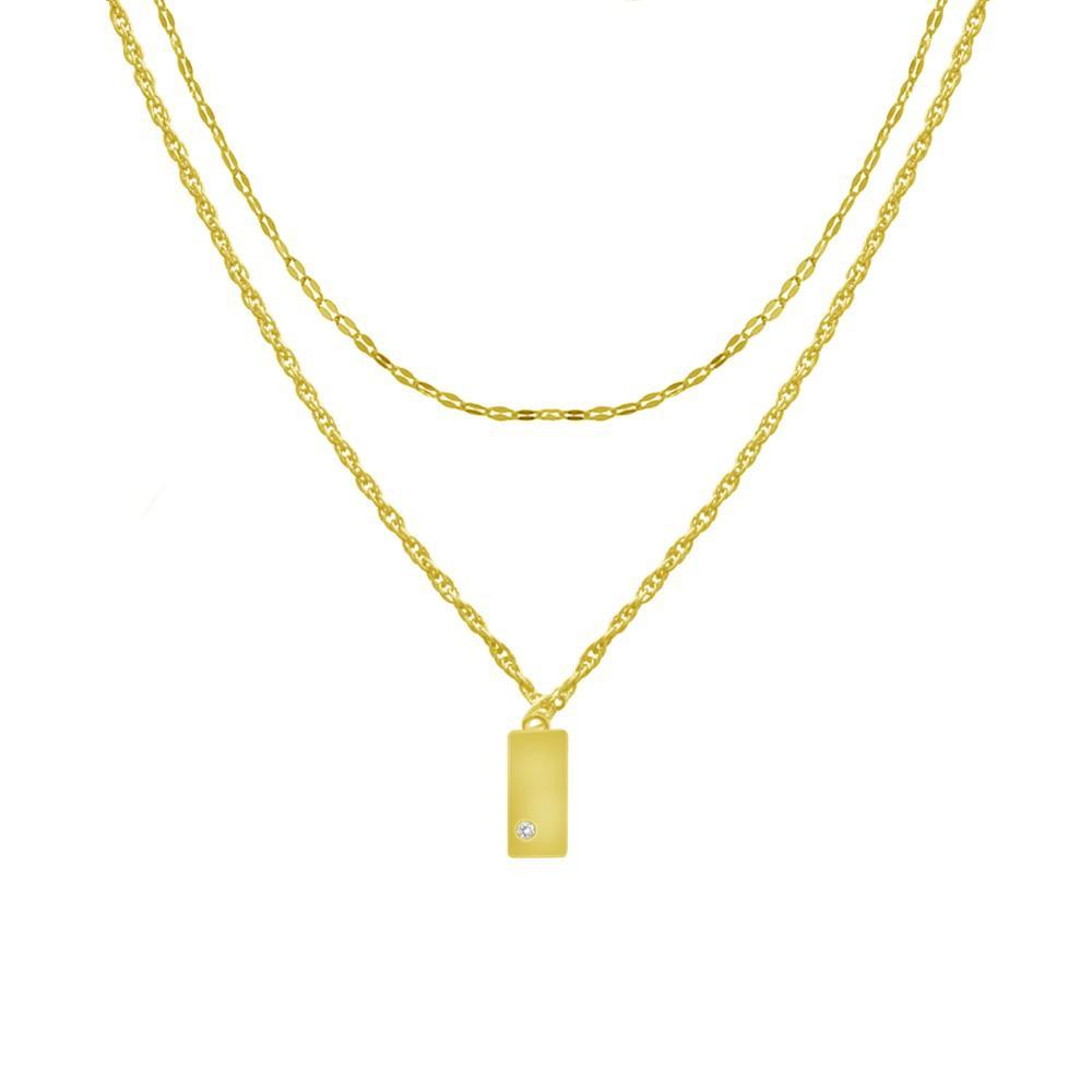 商品Essentials|Double Strand Chain Necklace with Pendant Drop, Gold Plate 16"+2" extender,价格¥187,第1张图片
