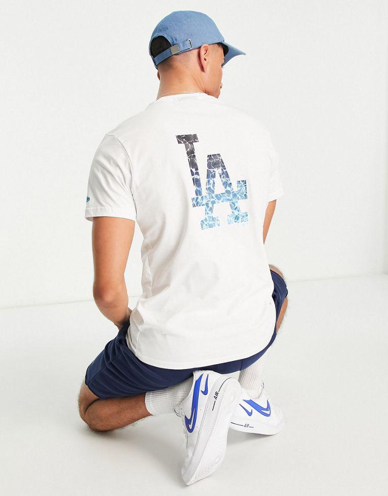 New Era LA Dodgers pool infill print t-shirt in white商品第1张图片规格展示