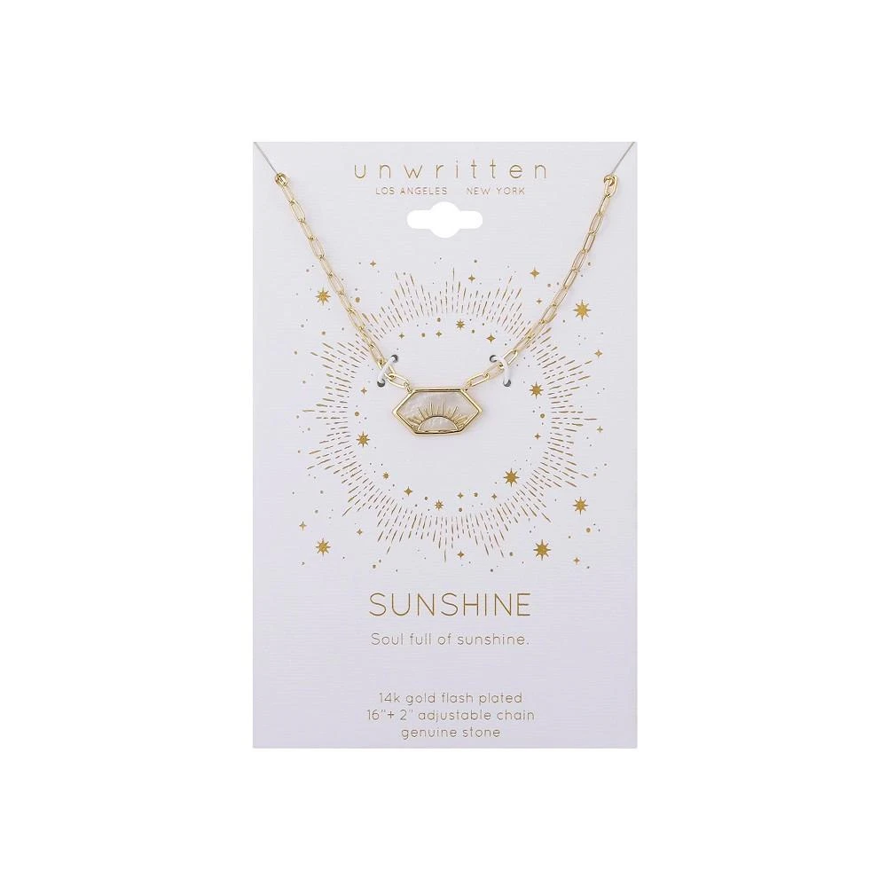 商品Unwritten|14K Gold Flash Plated Mother of Pearl Inlay Sunrise Paperclip Chain Pendant Necklace,价格¥180,第2张图片详细描述