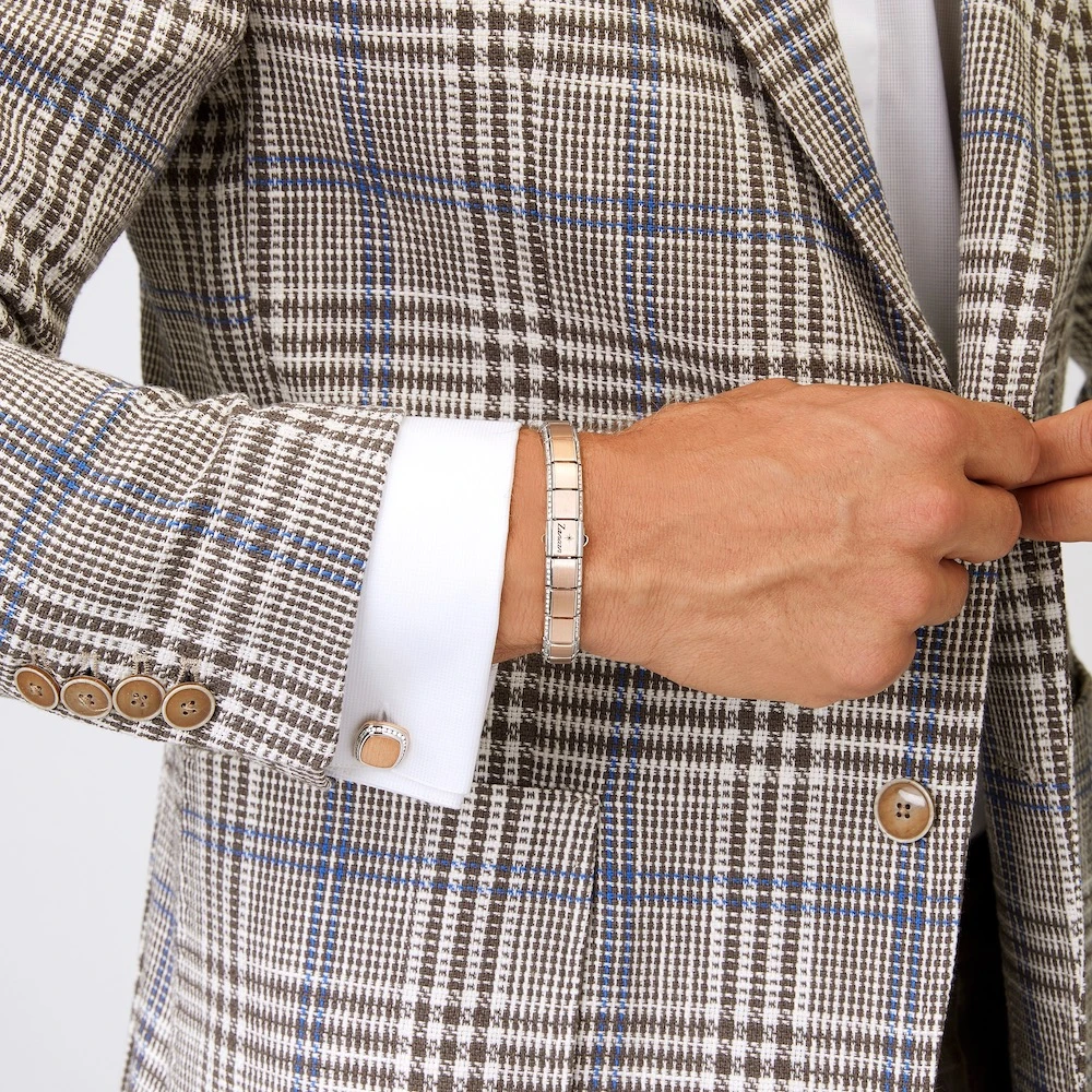 商品Zancan|18K rose and white gold bracelet with diamonds.,价格¥207910,第2张图片详细描述