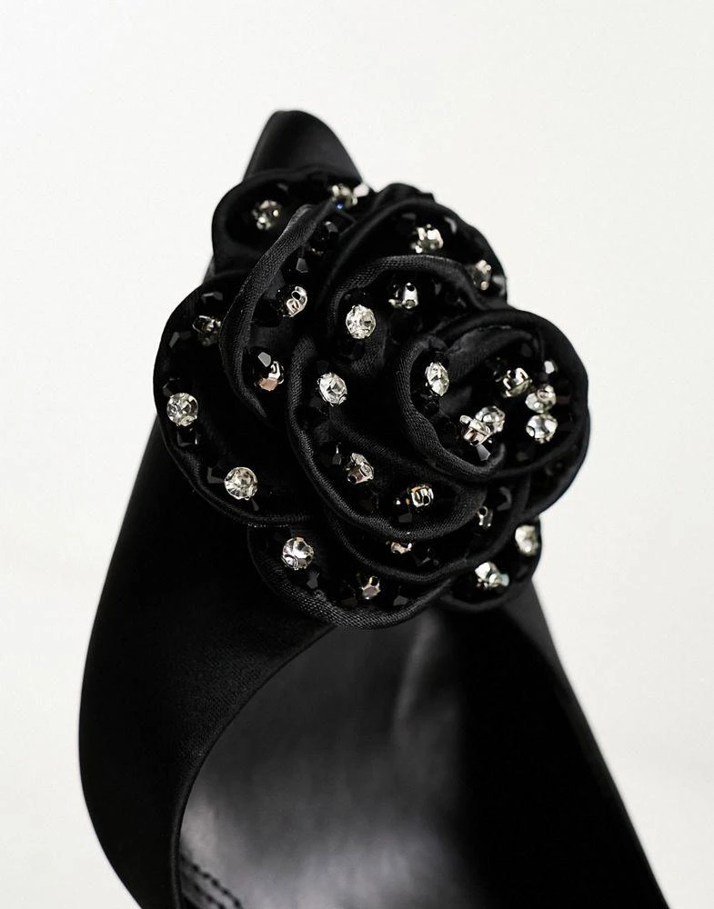 商品ASOS|ASOS DESIGN Wide Fit Palace corsage slingback high shoes in black,价格¥235,第4张图片详细描述