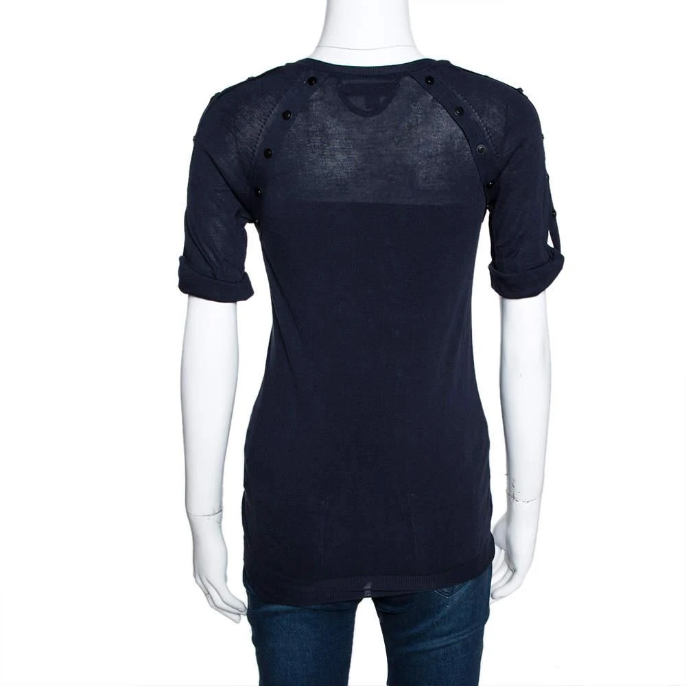 商品[二手商品] Burberry|Burberry Prorsum Navy Blue Silk & Cotton Knit Studded Top S,价格¥1945,第3张图片详细描述