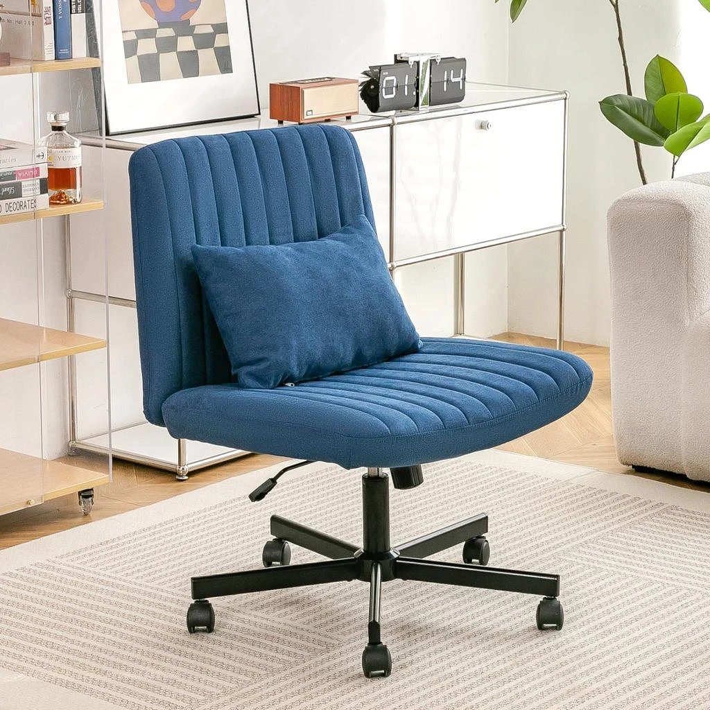 商品Streamdale Furniture|Streamdale Modern Linen Blue Criss Cross Office Chair - Product Details,价格¥1467,第5张图片详细描述
