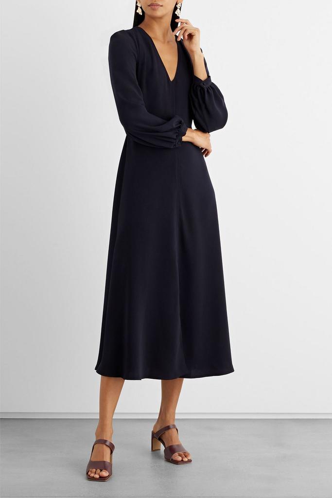 Camille pleated crepe midi dress商品第2张图片规格展示