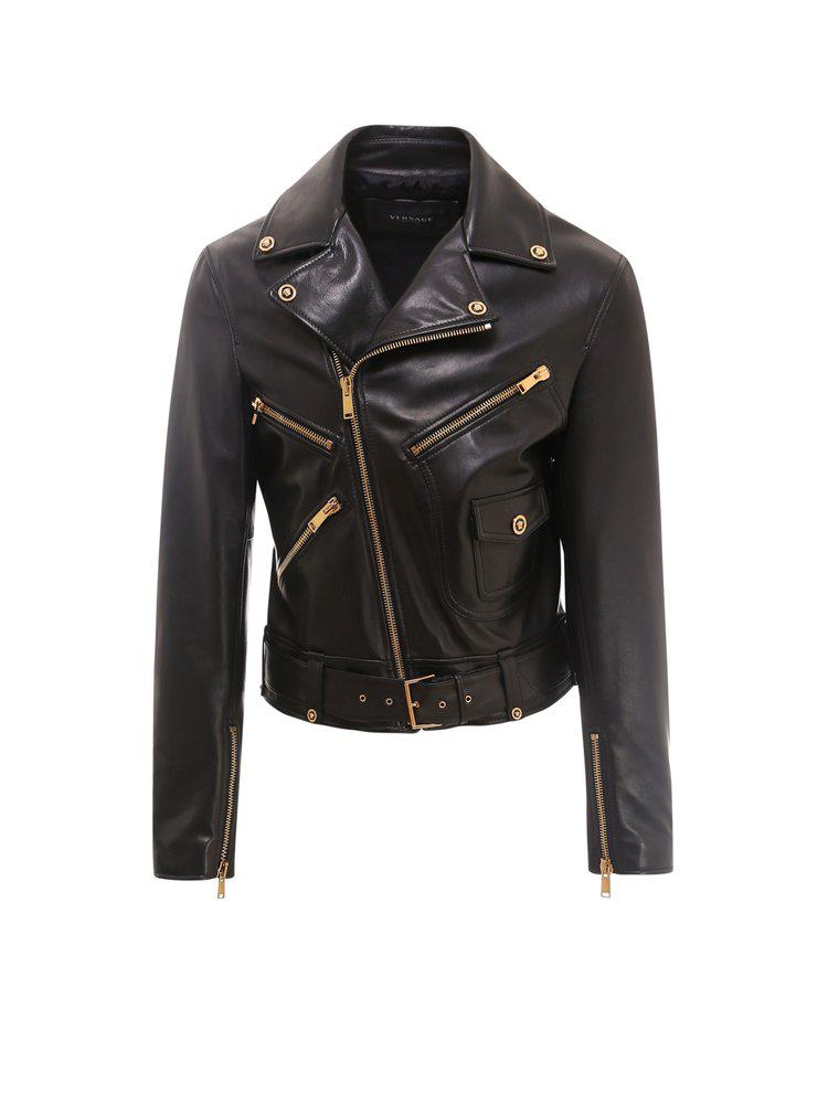 Versace Zipped Cropped Biker Jacket商品第1张图片规格展示