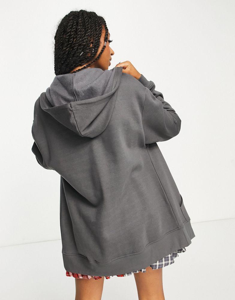 商品ASOS|ASOS DESIGN oversized zip through hoodie in charcoal,价格¥223,第4张图片详细描述