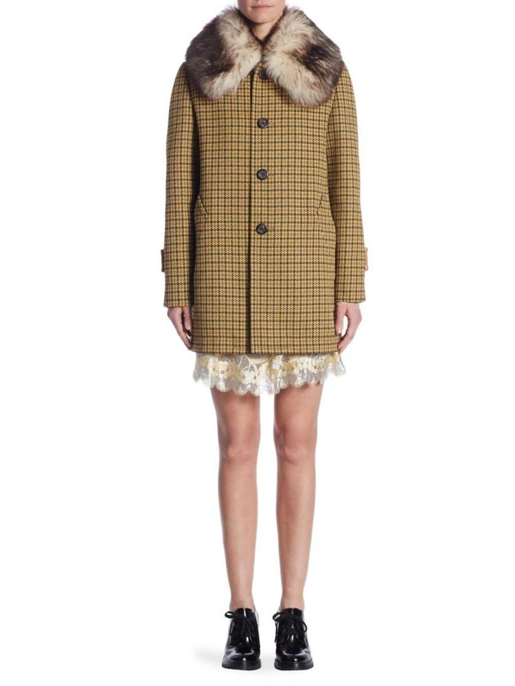 商品Marc Jacobs|Tech Fur and Leather-Trim Houndstooth Coat,价格¥6300,第1张图片