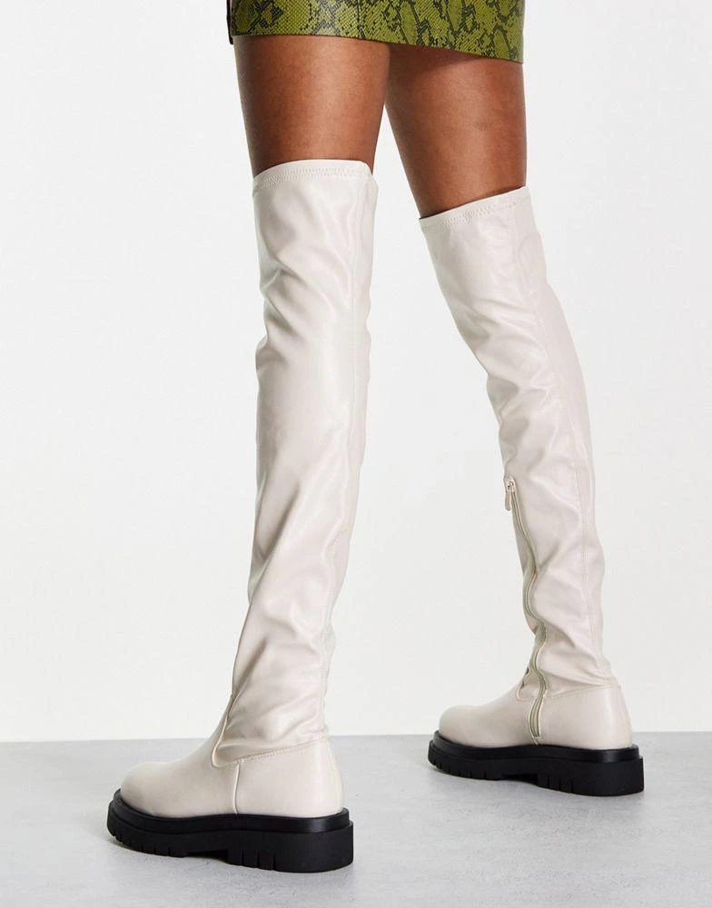 商品Origins|Origins chunky over the knee boot in cream,价格¥291,第3张图片详细描述