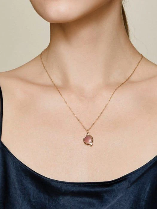 商品hyeres-lor|Penny Odr Medium Silver Necklace_Pink,价格¥1815,第3张图片详细描述