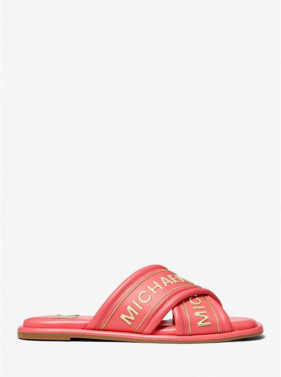 商品Michael Kors|Gideon Embellished Faux Leather Slide Sandal,价格¥511,第4张图片详细描述