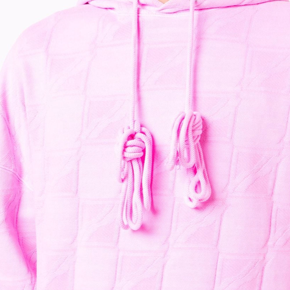WE11DONE 男女同款粉色棉质方格徽标提花连帽卫衣 WD-TH3-21-581-U-PK商品第2张图片规格展示