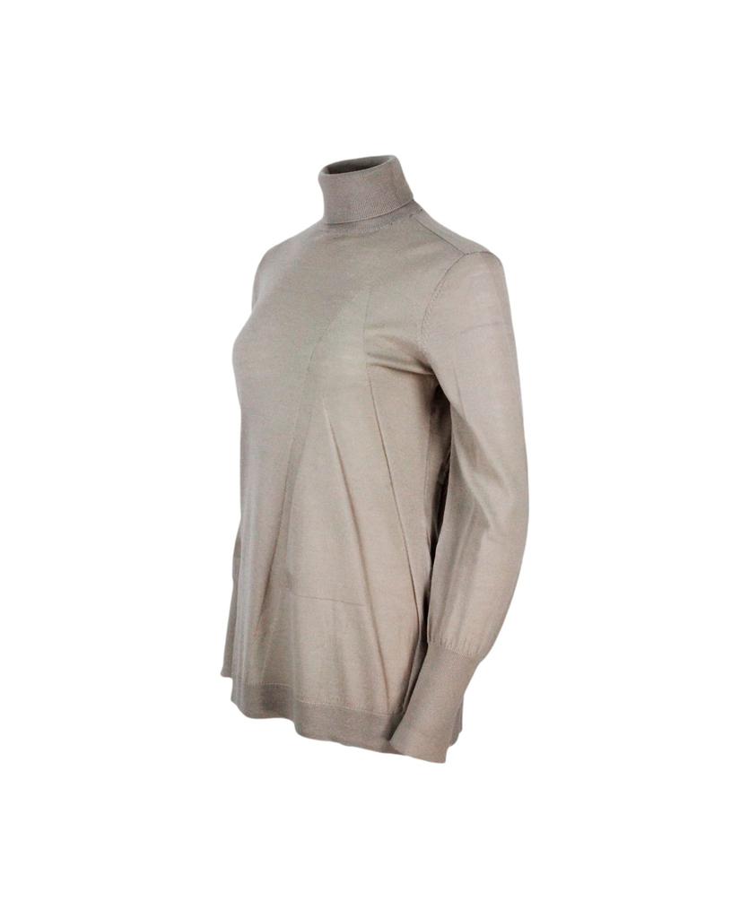 Lightweight Turtleneck Long-sleeved Sweater In 100% Pure Virgin Wool With Side Vents商品第2张图片规格展示