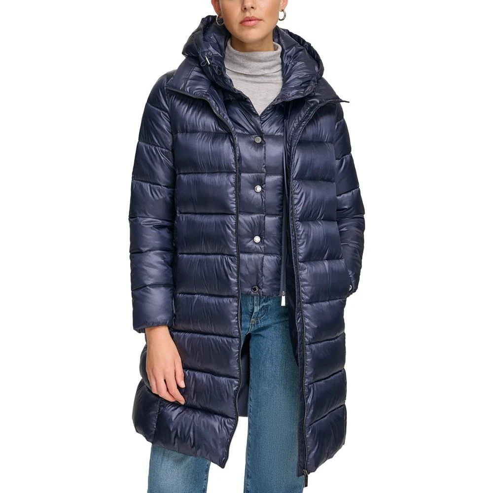 商品Calvin Klein|Women's Shine Bibbed Hooded Packable Puffer Coat, Created for Macy's,价格¥878,第5张图片详细描述
