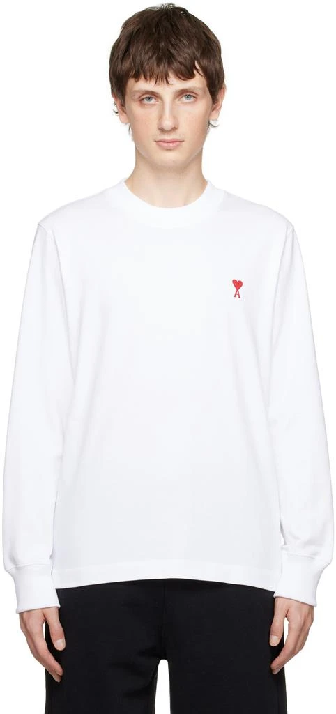 商品AMI|White Ami de Cœur Long Sleeve T-Shirt,价格¥1591,第1张图片