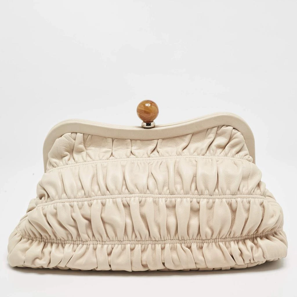 商品[二手商品] Prada|Prada Cream Nappa Gaufre Leather Frame Clutch,价格¥5537,第4张图片详细描述