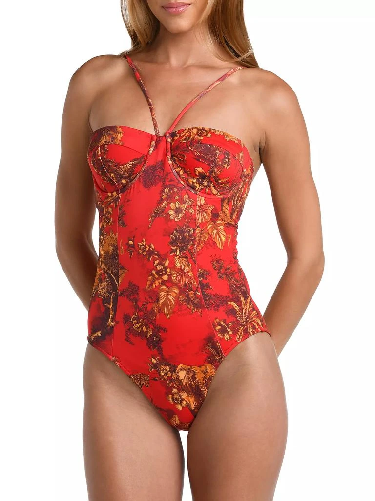 商品L'Agence|Red Jungle Amie Floral Shaping One-Piece Swimsuit,价格¥1397,第4张图片详细描述