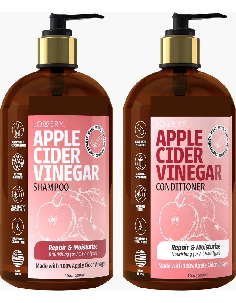 商品Lovery|Apple Cider Vinegar Shampoo and Conditioner Gift Set,价格¥429,第1张图片