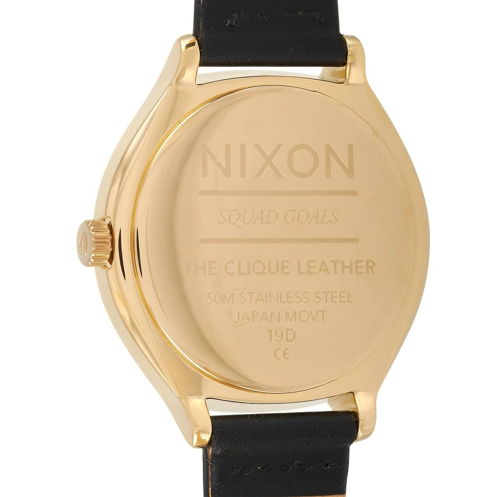 商品Nixon|Nixon Clique Black Leather Gold Stainless Steel White Dial 38 mm Watch A1250-1964-00,价格¥642,第1张图片详细描述