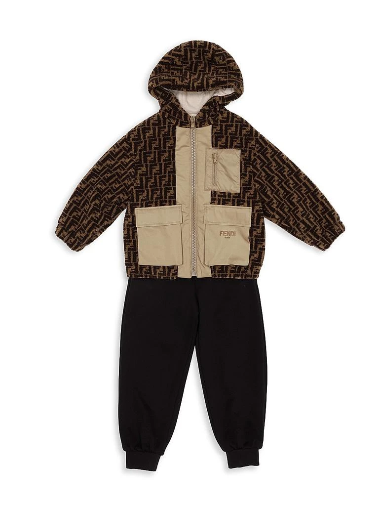 商品Fendi|Kid's FF Logo Sherpa Hooded Jacket,价格¥9066,第2张图片详细描述