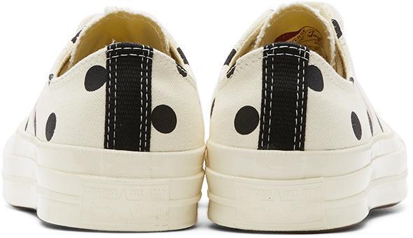 商品Comme des Garcons|White Converse Edition Polka Dot Heart Chuck 70 Low Sneakers,价格¥1028,第6张图片详细描述