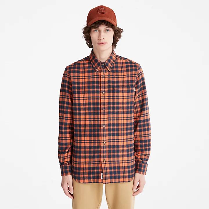 Flannel Checked Shirt for Men in Orange商品第1张图片规格展示