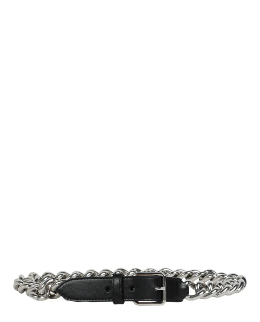 商品Alexander McQueen|Chain-Trimmed Leather Belt,价格¥1977,第1张图片